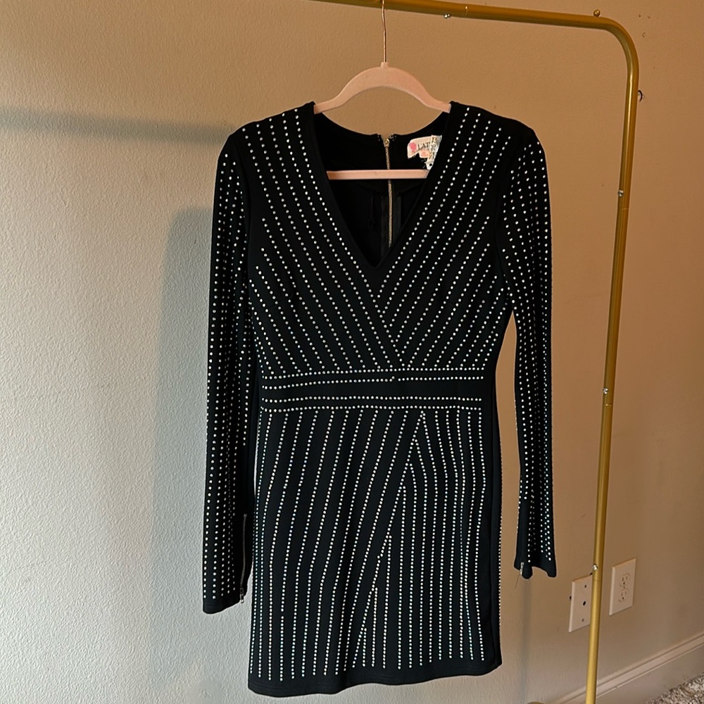 Rhinestone dress, sz M, black, worn once and had dry cleaned